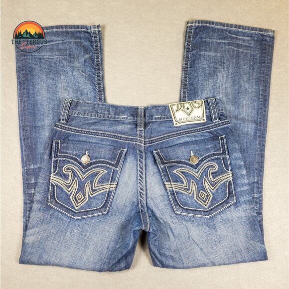 MEK Denim Jeans Y2K Cyber Wide Leg Button Fly Med Wash USA Design Mens Sz 34x34 - Picture 3 of 16